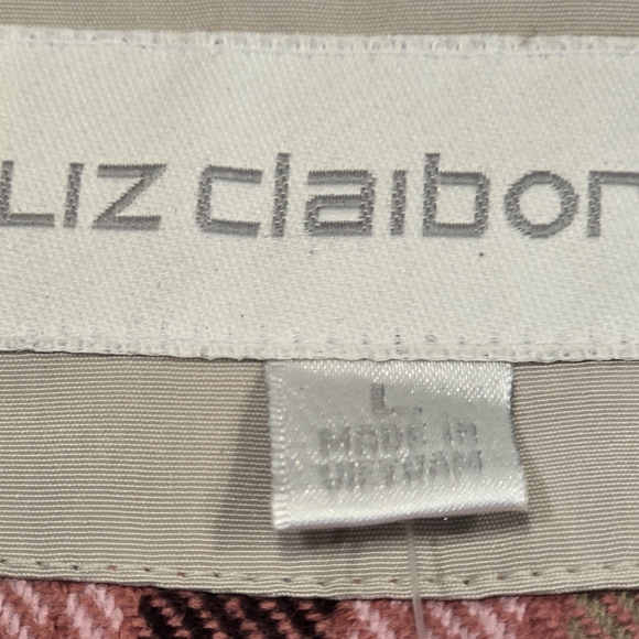 Vintage Liz Claiborne Pink Hooded Coat Jacket Plaid Lining Womens Large NEW - Picture 12 of 16